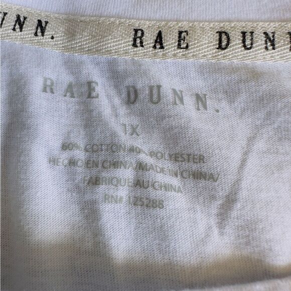 Rae Dunn Summer Graphic Tee White Short Sleeve T Shirt Plus Size 1X Minimalist - Picture 4 of 8